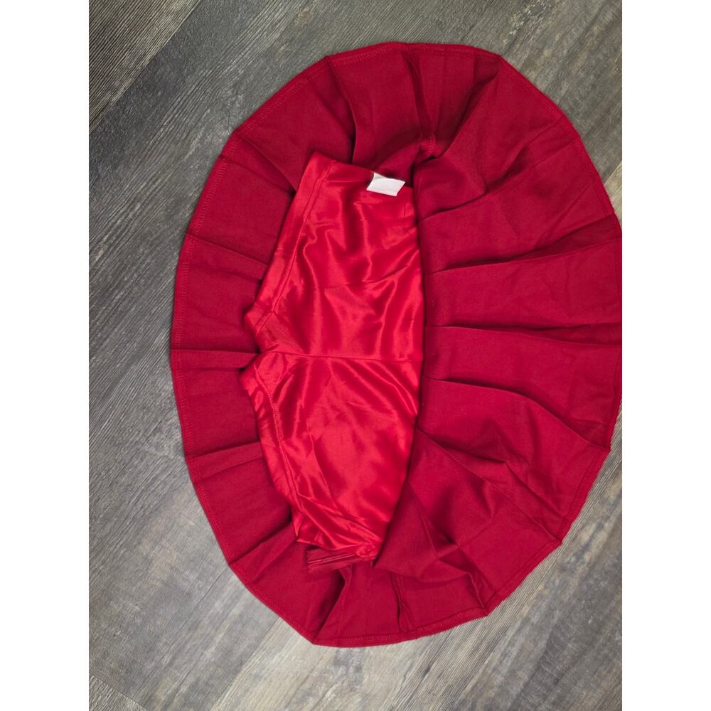 ZHANCHTONG Red Pleated Mini Skirt Built-In Shorts Skort Women's Size S NWT - Picture 7 of 8